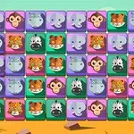 A colorful grid of cartoon animal faces, including elephants, leopards, zebras, and tigers, set against a vibrant outdoor background