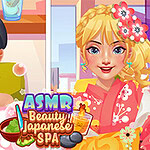 A split image featuring a woman relaxing with bubbles in a spa setting on the left, and a smiling woman in a colorful kimono on the right, with spa-related items and decor in the background