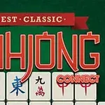 The image features the title Mahjong Connect prominently displayed in bold red letters, set against a green background, with Mahjong tiles showing various Chinese characters below