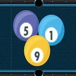 The image features three billiard balls in a triangular formation, with the numbers 5 (purple), 1 (blue), and 9 (yellow) prominently displayed on each ball, set against a dark, textured background