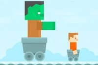 In the block world, a miner has to escape from the giant zombie