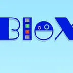 The image features the word Blox in bold, blue letters against a light blue background, with playful design elements including colorful squares and a smiling face within the letters