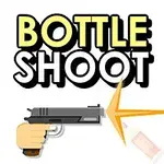 The image features the text BOTTLE SHOOT alongside a graphic of a gun pointing at a bottle, with a bullet trajectory represented, emphasizing a shooting game concept