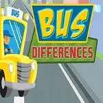 A colorful cartoon-style yellow bus with a smiling driver, set against a city road background, accompanied by the text BUS DIFFERENCES