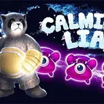 The image features a cartoonish bear in boxing gloves alongside a small character, with colorful monster-like creatures and the text Calming Lia prominently displayed