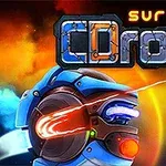 The image features the title CDrone Survival in a futuristic font, accompanied by an illustration of a sleek, blue drone emitting vibrant energy beams against a colorful space background