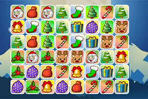 A colorful grid of festive icons including Santa Claus, Christmas trees, stockings, candy canes, gifts, and reindeer, ideal for a holiday-themed game or puzzle