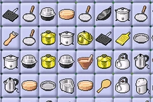 A grid of colorful kitchenware icons including pots, pans, utensils, and kettles on a light background, suitable for a cooking or kitchen-related theme