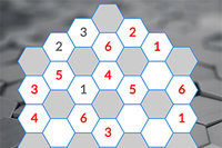 Daily HexNum puzzles in three different sizes and difficulties