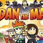 A colorful logo featuring a cartoon character with spiky hair in a dynamic pose, surrounded by an explosion effect and bold, stylized text that includes the phrase Dan the Man