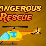 An animated graphic featuring a colorful yellow helicopter against a warm background, with the words Dangerous Rescue prominently displayed above it