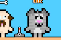 Help a dog and cat collect items and dodge knives in this adventurous duo game