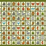 A grid of colorful cartoon animal icons and objects, featuring various creatures like lions, crabs, and fish, set against a green background