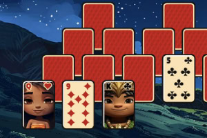 Play a Tri-peaks game on Easter Island