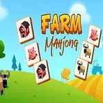 A colorful cartoon landscape featuring a sheep, a tree, and farm-themed Mahjong tiles, with the title Farm Mahjong prominently displayed