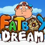 The image features a cartoon boy with a round face, wearing a blue cap, standing against a backdrop of fluffy clouds, with the colorful text FAT BOY DREAM prominently displayed below him, highlighting a whimsical and playful theme