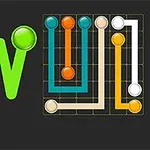 The image features the logo of a puzzle game called Flow Mania, showcasing colorful paths connecting various dots on a grid, with the title in green and the game design in contrasting colors against a dark background