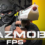 A masked soldier in tactical gear aims a futuristic handgun, set against a vibrant yellow background with bold text at the bottom