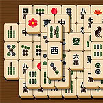 A layout of rectangular tiles featuring various symbols and numbers, arranged in a grid pattern on a wooden background