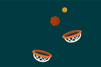 Toss the ball between baskets, earn points, and collect coins to customize