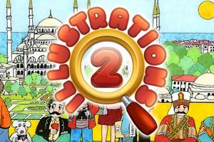 Colorful cartoon scene with Istanbul landmarks, a large Lutrafik 2 logo, children, and a uniformed traffic officer