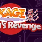The image features the title KAGE: Ninjas Revenge with a stylized font, accompanied by a sword graphic, set against a dark, tech-inspired background with a red circular motif