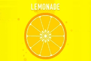 A vibrant yellow background features a circular illustration of a lemon slice, with the word LEMONADE prominently displayed above it