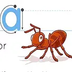 The image features the letter A in both uppercase and lowercase, accompanied by a cartoon ant and the text A is for Ant, highlighting the letters connection to the word