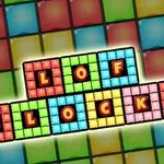 A colorful, grid-like background features the text LOF BLOCKS prominently in bold, illuminated letters with a playful design