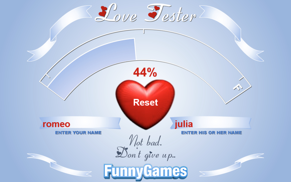 Love Tester 🕹️ Jogue Love Tester Grátis no Jogos123