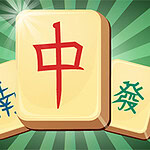 Three game tiles are displayed, with one prominently featuring a red character in the center and two additional tiles with green characters on either side, all set against a vibrant, radiating green background