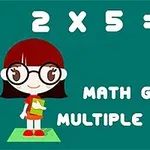 A cartoon character with glasses stands next to a math equation 2 x 5 = ?