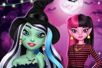 Enter Monster High and style characters in spooky, fashionable outfits