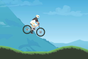 Navigate treacherous terrain and obstacles in a thrilling mountain biking race