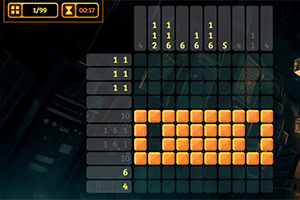 A grid-based puzzle game displaying numeric clues and yellow squares, resembling a variation of Minesweeper or Picross