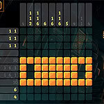A grid-based puzzle game displaying numeric clues and yellow squares, resembling a variation of Minesweeper or Picross