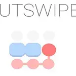 The image features the word OUTSWIPE at the top, with a simple graphic design below, consisting of colored circles and squares in shades of blue, red, and white, arranged in a grid-like pattern