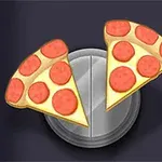 A digital illustration of two slices of pepperoni pizza on a gray plate, set against a dark background