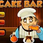 A cheerful cartoon chef in a white hat pours syrup over a stack of pancakes in this colorful Pancake Bar game interface, featuring buttons for starting the game, selecting levels, and instructions