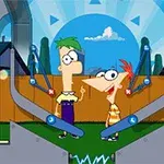 Two animated characters with distinctive hairstyles stand in a backyard, surrounded by a bright blue sky and sun, in a scene from a cartoon series