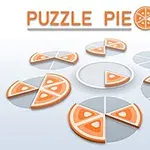 An illustration of various pizza slice puzzle pieces in orange and gray, arranged around a central piece, with the text PUZZLE PIECES above