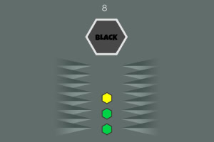 An illustration featuring a black hexagon at the top, labeled BLACK, with three hexagons below it—two green and one yellow—set against a muted gray background