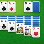 A layout of playing cards on a green background, featuring various suits and ranks including aces and face cards