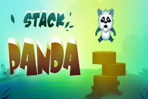 A playful cartoon panda character jumps above colorful stacked blocks against a vibrant background, with the text STACK PANDA prominently displayed