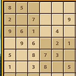 A grid composed of a series of numbered cells arranged in a 9x9 layout, with some cells filled in and others empty, set against a simple background