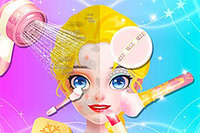 This is a make-up and dress-up game for girls