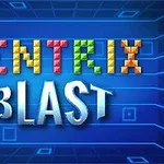 The image features the title Tentrix Blast in colorful block letters against a blue, grid-patterned background, showcasing an engaging and vibrant design typical of puzzle games