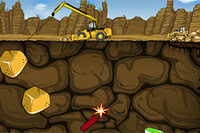 Have fun using a big yellow crane to dig for gold and jewels