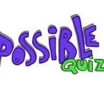 Colorful title graphic for The Impossible Quiz featuring playful, cartoonish lettering in purple and green