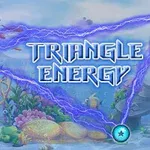 A vibrant underwater scene featuring the text TRIANGLE ENERGY connected by glowing lightning bolts to colored stars, set against a backdrop of marine life and coral